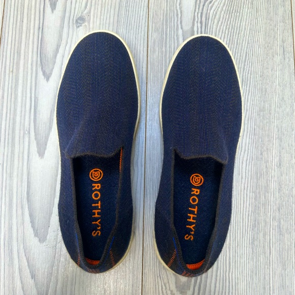 Rothy’s “The Sneaker” in Navy Herringbone Merino size 9.5 VGUC - Picture 1 of 8